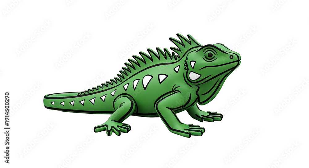 Obraz premium Green Cartoon Iguana