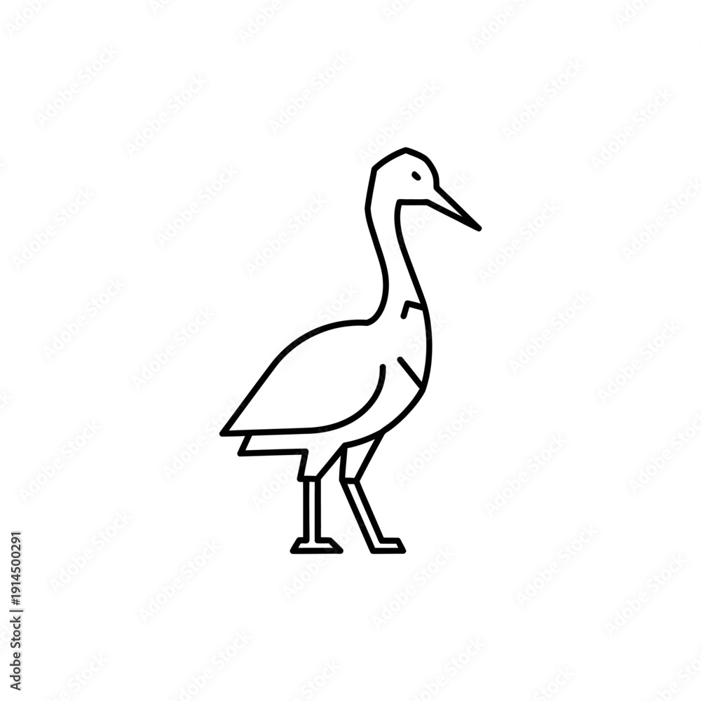 Fototapeta premium Minimalist Line Art Illustration of a Standing Goose for Nature and Wildlife Themes