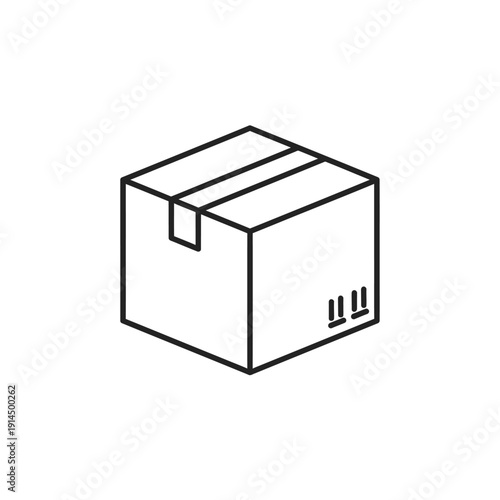 Minimalist Line Art Illustration of a Shipping Box for Package or Delivery Concept