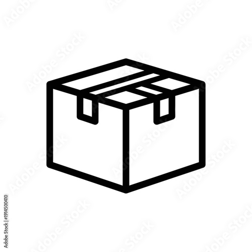 Minimalist Line Art of a Cardboard Box for Packaging and Shipping