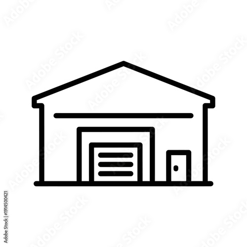 Minimalist Line Art of a Modern Warehouse or Storage Facility