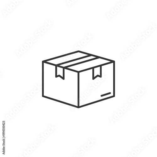 Minimalist Line Art of a Moving Cardboard Box for Packaging and Shipping Concepts