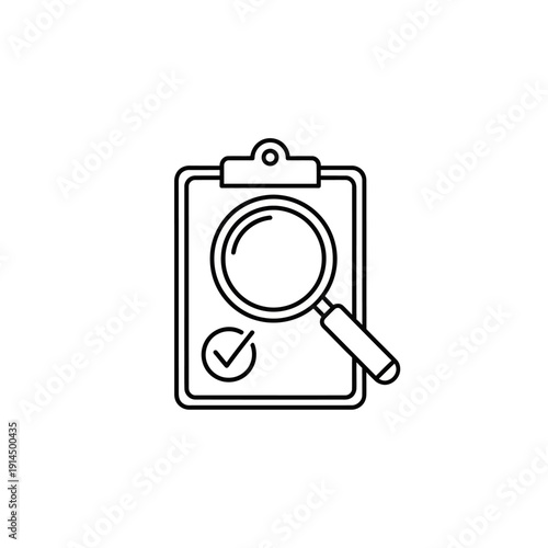 Magnifying Glass Over Checklist on Clipboard for Inspection and Verification