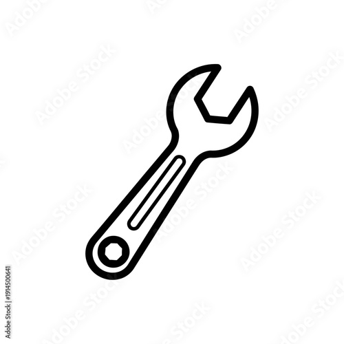 Minimalist Black and White Icon of a Wrench for Mechanical Tools