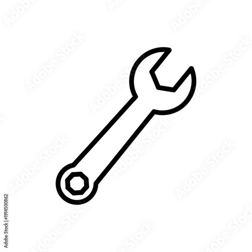 Minimalist Line Drawing of a Wrench Symbolizing Mechanical Repair and Tools