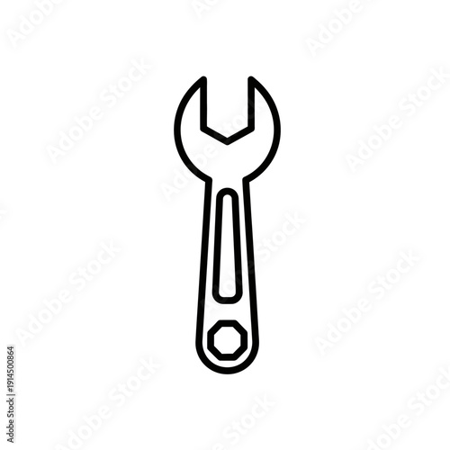 Minimalist Line Drawing of a Wrench Icon for Maintenance and Repair