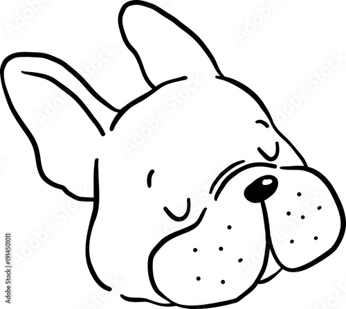 Relaxed Face French Bulldog outline Hand Drawn