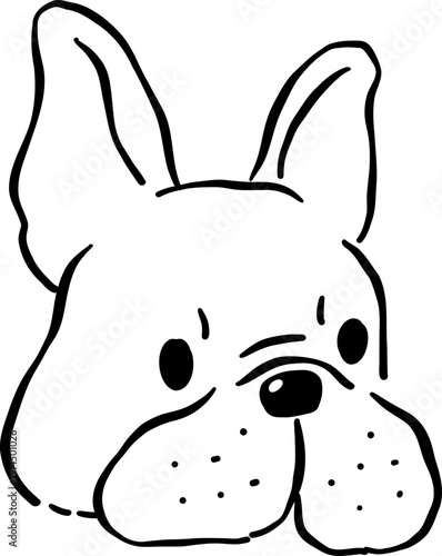 Grumpy Face French Bulldog outline Hand Drawn