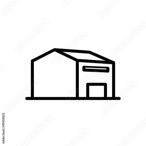Minimalist Line Drawing of Modern Industrial Warehouse Building