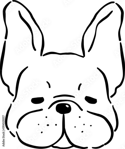 Sleepy Face French Bulldog outline Hand Drawn