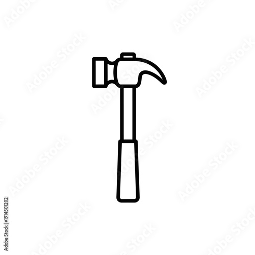 Black and White Hammer Icon for Construction and Repair Tools