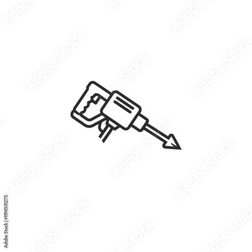 Close-up Illustration of a Drill with a Chipping Arrow for Construction or Repair Work