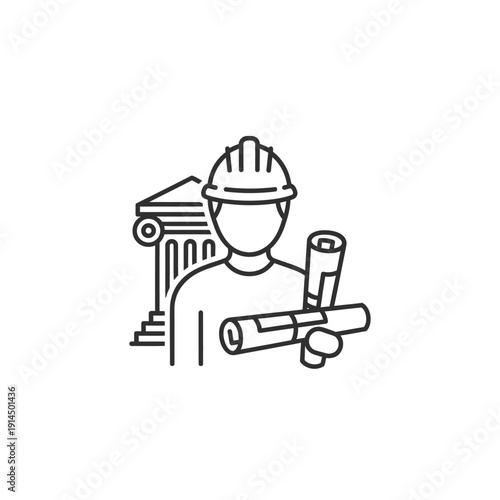 Construction Worker with Blueprints Near Building Under Construction