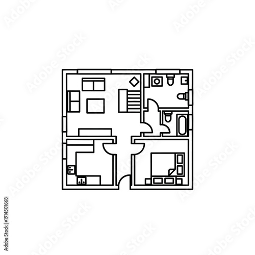 Elegant Modern Residential Floor Plan Layout with Multiple Rooms and Functional Spaces