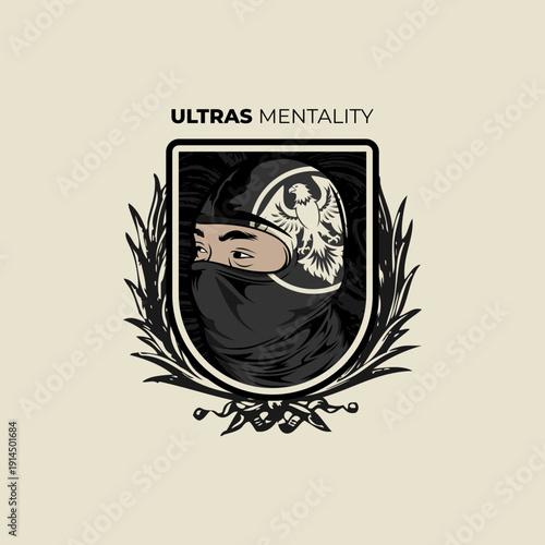 vector illustration of an ultras hooligan logo sticker with abstract background
