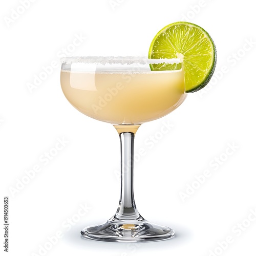 Wallpaper Mural Refreshing Lime Margarita in Elegant Coupe Glass with Salt Rim on White Background Torontodigital.ca