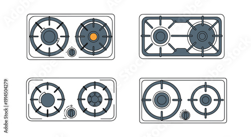 Gas Burner Line art graphic modern soft color vector