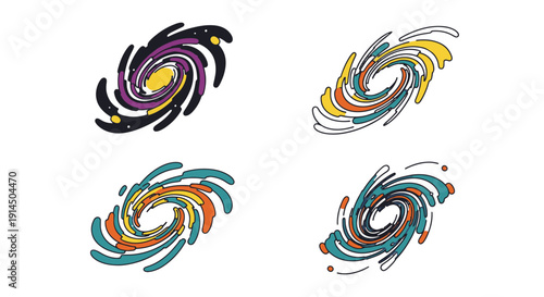 Galaxy Line art vibrant color modern soft tone illustration