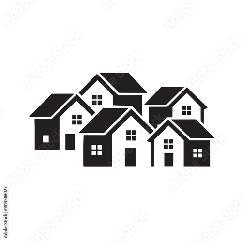 Black and white houses with windows and doors homes buildings residential architecture