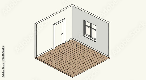 Empty room interior with wooden floor and window.