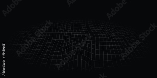 Abstract warped white grid on dark background