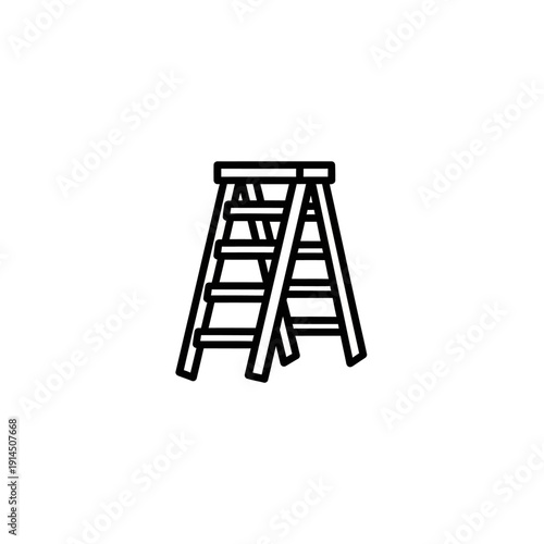 Minimalist Illustration of a Wooden Ladder for Construction and Safety Use