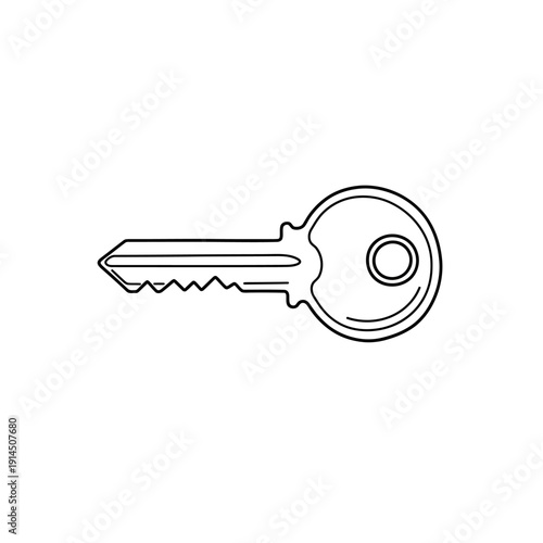 Close-Up of a Silver Key on a Plain Background for Security and Access Concepts