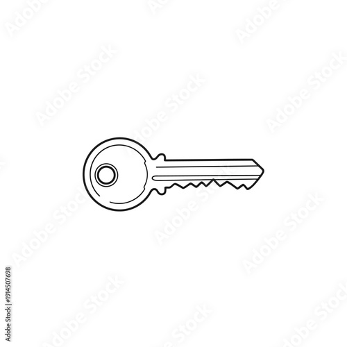 Close-up of Silver Key with Textured Teeth on a Plain Background