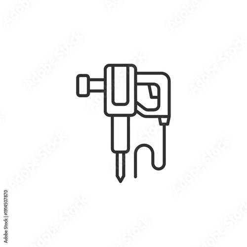 Minimalist Line Art Illustration of a Power Drill for Technical Design