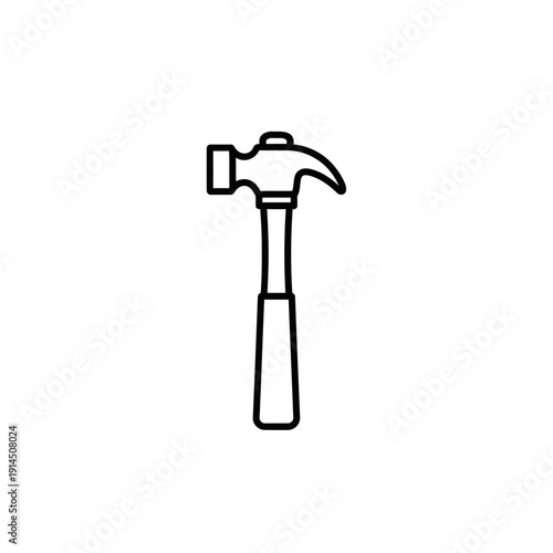 Minimalist Line Drawing of a Hammer for Construction and DIY Projects