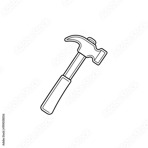 Minimalist Line Drawing of a Hammer for Construction and DIY Projects