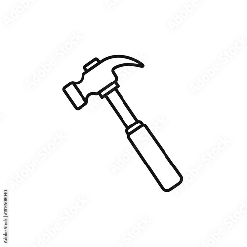 Minimalist Line Drawing of a Hammer for Construction and Repair Concept
