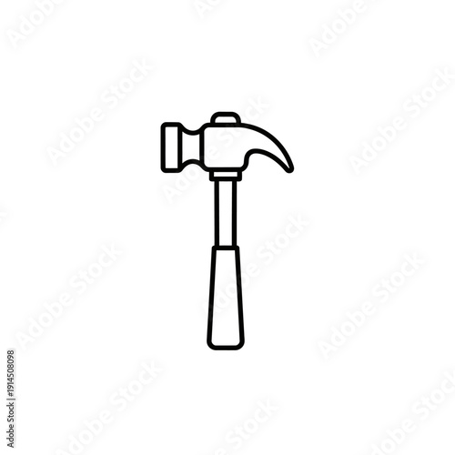 Minimalist Line Drawing of a Hammer for Construction or DIY Projects