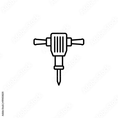 Minimalist Line Drawing of a Power Drill Icon for Construction and Tools