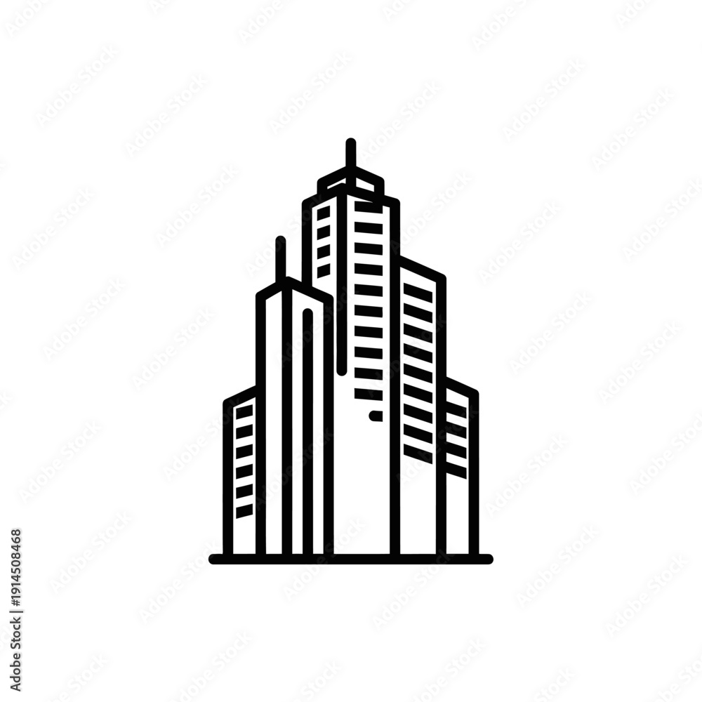 Obraz premium Modern Skyscraper Tower Architectural Illustration for Urban Development