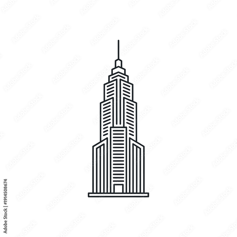 Obraz premium Minimalist Line Drawing of Renowned Skyscraper Architectural Illustration