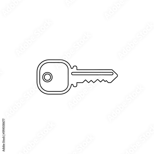 Minimalist Line Drawing of Simple Key for Locksmith or Security Concept