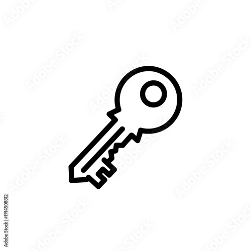 Minimalistic Line Art Illustration of a Single Key for Security and Access
