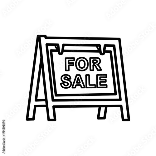 Simple For Sale Signboard Illustration with Bold Text for Commercial Advertising