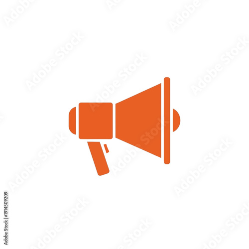 A clean, simple orange megaphone icon symbolizing effective public speaking, mass communication, and urgent announcements across various platforms