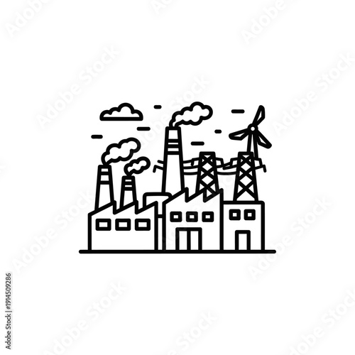 Industrial Factory Emissions and Pollution Sources with Air Pollution Elements