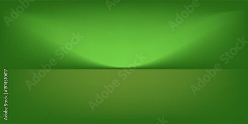 Abstract gradient podium background. Empty green 3D studio background. Clean scene for product presentation mockup template. eps 10