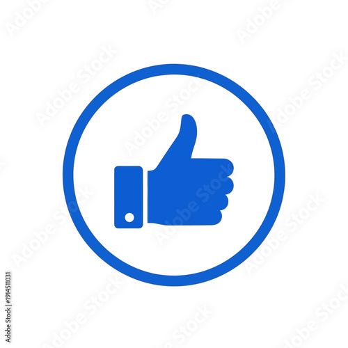 A Minimalist Blue Thumbs-Up Icon A Symbol of Approval and Positive Feedback, Ideal for Digital Content and Social Media