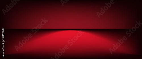 Red studio background. Abstract limbo podium studio room. Dark red gradient wall floor and spotlight scene. Showcase, promotion display. Vector stage mockup illustration,eps.10