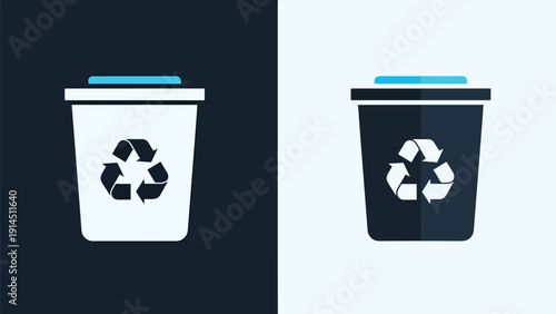 Recycling bin icons - Blue icon set - Modern style icon - Vector icon set - Glyph and solid icon set - Icon vector - Flat Design Icon - Stock illustration