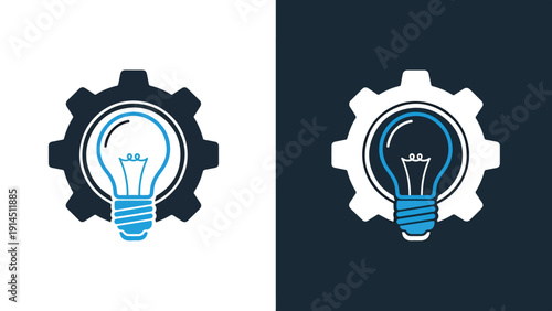 Innovation gear icons - Blue icon set - Modern style icon - Vector icon set - Glyph and solid icon set - Icon vector - Flat Design Icon - Stock illustration