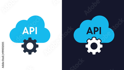 Api integration icons - Blue icon set - Modern style icon - Vector icon set - Glyph and solid icon set - Icon vector - Flat Design Icon - Stock illustration