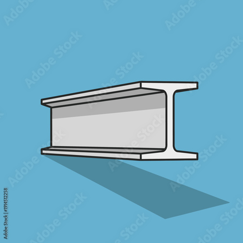 Steel I-Beam Illustration. Structural Support Girder for Architecture and Heavy Construction. Engineering Material Icon.
