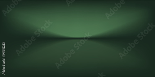 Dark green studio room. Limbo abstract background. 3d backdrop for product presentation. Minimal wall scene. Showcase, promotion display. Vector Illustration