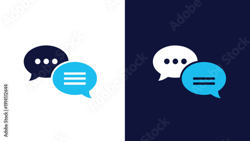 Chat bubbles icon set - Blue icon set - Modern style icon - Vector icon set - Glyph and solid icon set - Icon vector - Flat Design Icon - Stock illustration